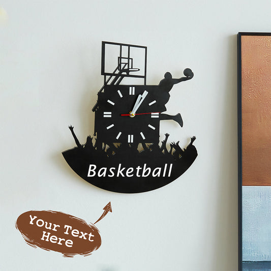 Custom Engraved Clock Basketball Design Sports Theme Fashion Home Gifts