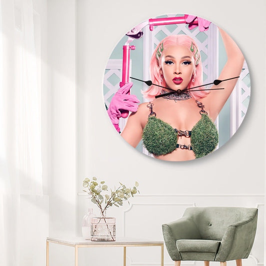 Doja Cat Wall Clock Home Decor Wall Clock Gifts for Doja Cat Fans British GQ Wall Clock