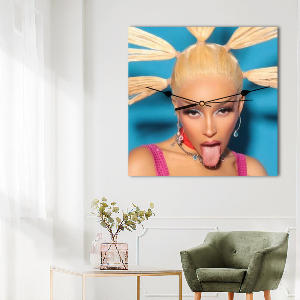 Doja Cat Wall Clock Home Decor Wall Clock Gifts for Doja Cat Fans Funny Face Wall Clock
