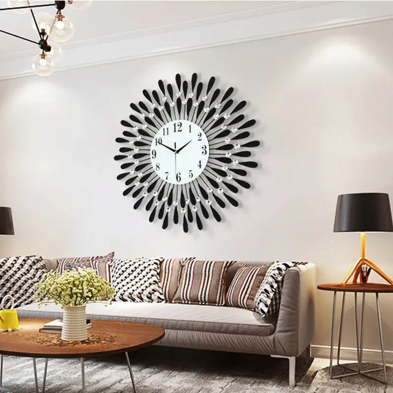 Modern Crystal Sun Silent Wall Clock