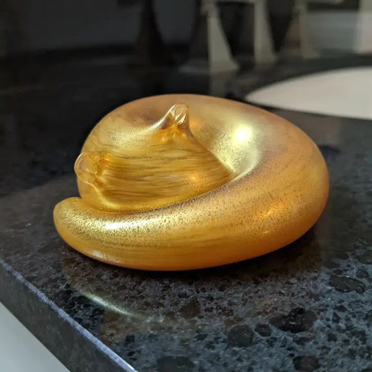 Handmade Glass Sleeping Kitty, Enchanted