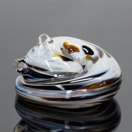 Handmade Glass Sleeping Kitty, Calico