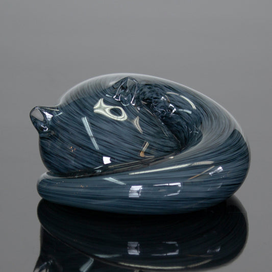 Handmade Glass Sleeping Kitty, Grey