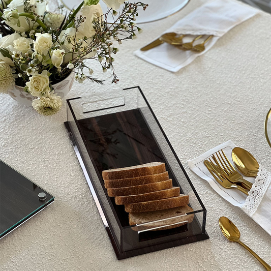 Caesarea Lucite & Wood Look Cake & Bread Tray