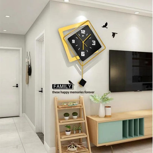 Minimalist Wood Geometric Swing Wall Clock