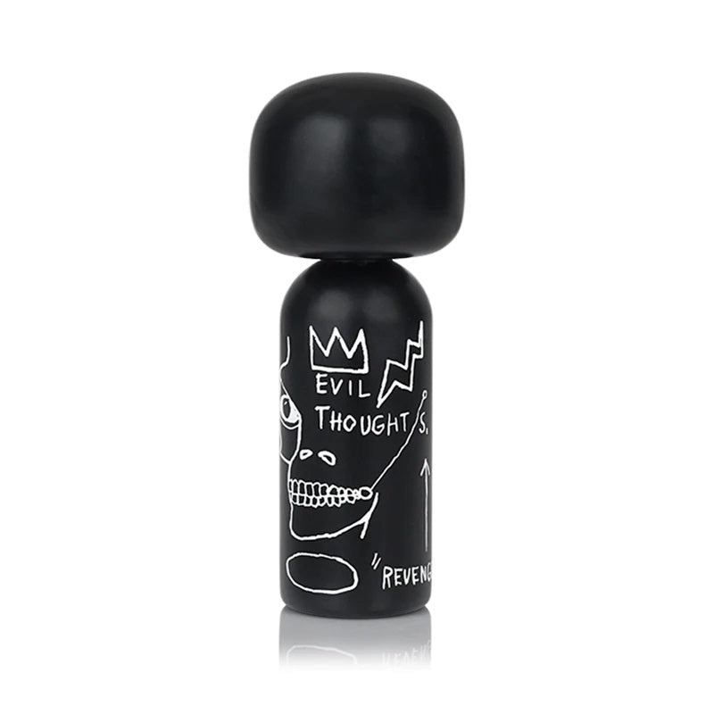 Lucie Kaas Kokeshi Doll - Jean-Michel Basquiat, Evil Thoughts Black