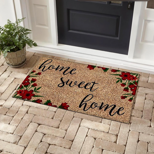 Home Sweet Home Roses Outdoor Coir Door Mat