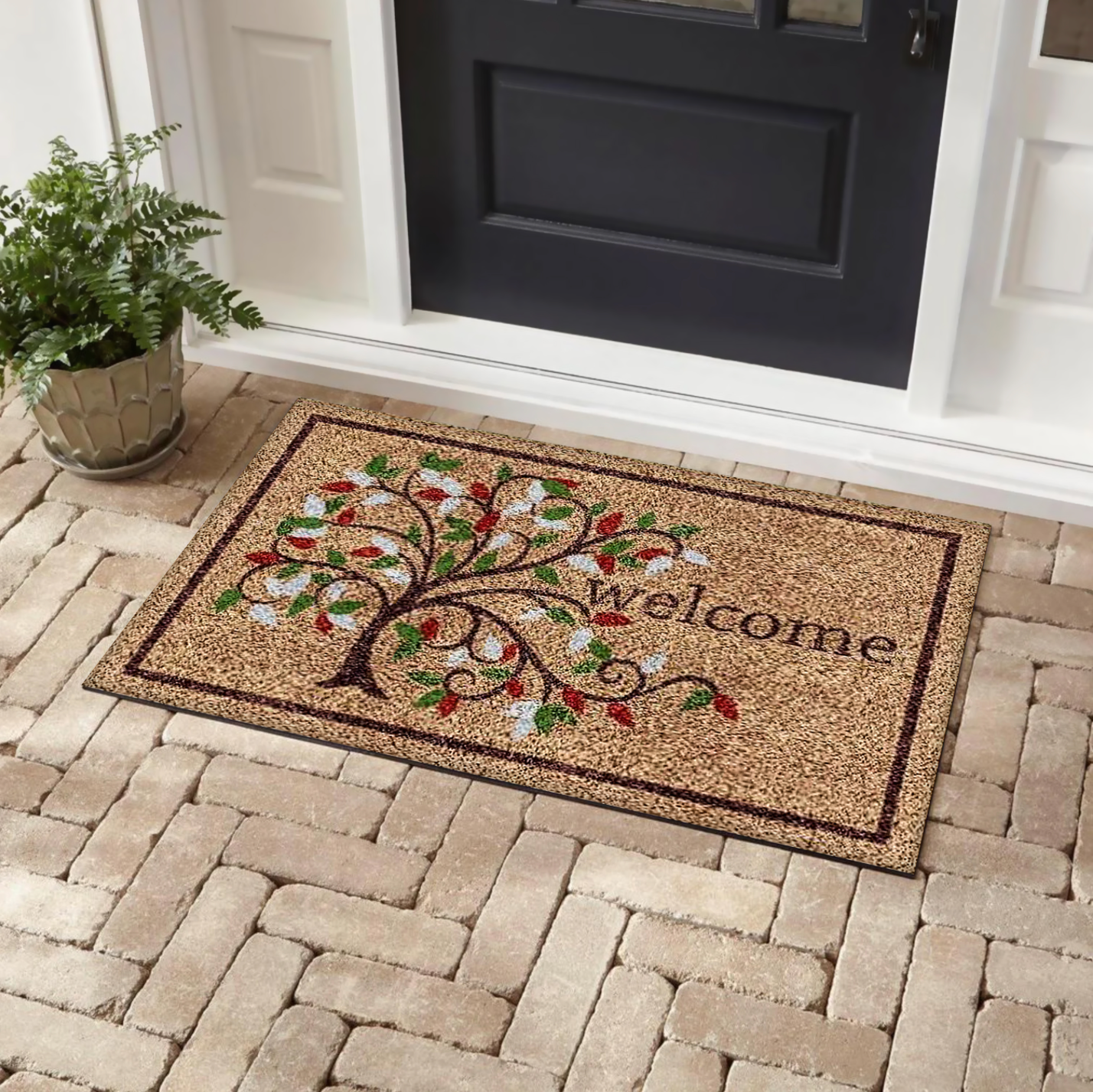Welcome Tree Outdoor Coir Door Mat