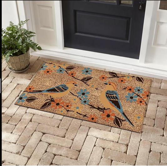Spring Birds Outdoor Coir Door Mat