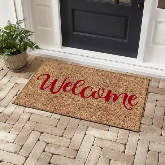 Welcome Red Outdoor Coir Door Mat