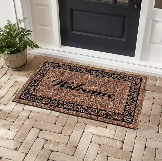 Welcome Scroll Outdoor Coir Door Mat