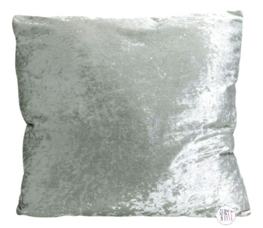 Silver Grey Crushed Velvet Decorative Accent Throw Pillow Cushion 24" x 24"