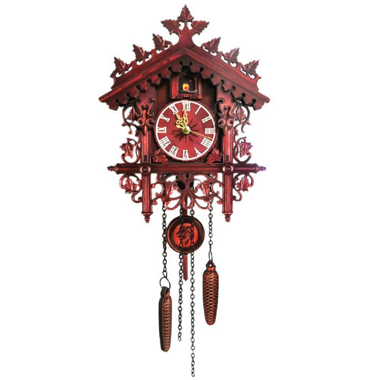 Vintage Wooden Cuckoo Clock Swinging Pendulum Wood