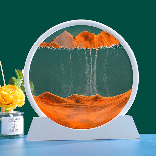 Deep Sea Moving Sand Art Orange Moving Sand Art Gift Unzip the Ornament Gift with Solid Wood Base for Birthday Gift