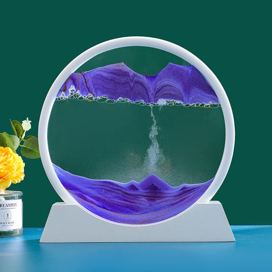 Deep Sea Moving Sand Art Purple Moving Sand Art Gift Unzip the Ornament Gift with Solid Wood Base for Mother's Day Gift