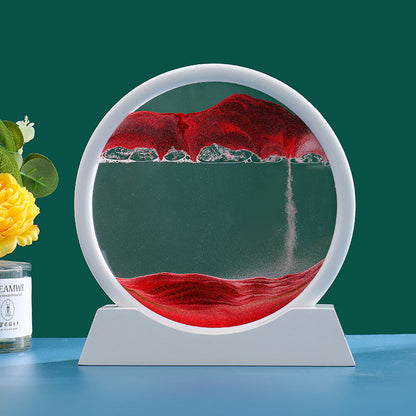 Deep Sea Moving Sand Art Red Moving Sand Art Gift Unzip the Ornament Gift with Solid Wood Base for Mother's Day Gift