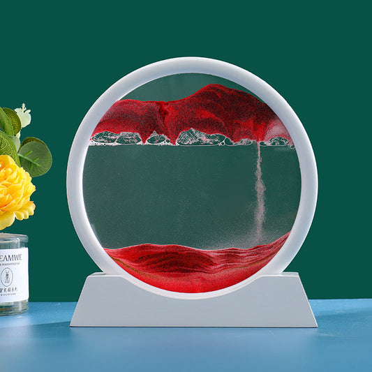 Deep Sea Moving Sand Art Red Moving Sand Art Gift Unzip the Ornament Gift with Solid Wood Base for Mother's Day Gift