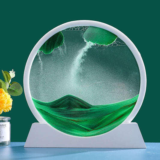 Deep Sea Moving Sand Art Green Moving Sand Art Gift Unzip the Ornament Gift with Solid Wood Base for Kids