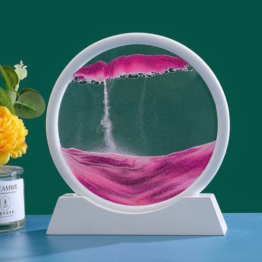 Deep Sea Moving Sand Art Pink Moving Sand Art Gift Unzip the Ornament Gift with Solid Wood Base for Girlfriend