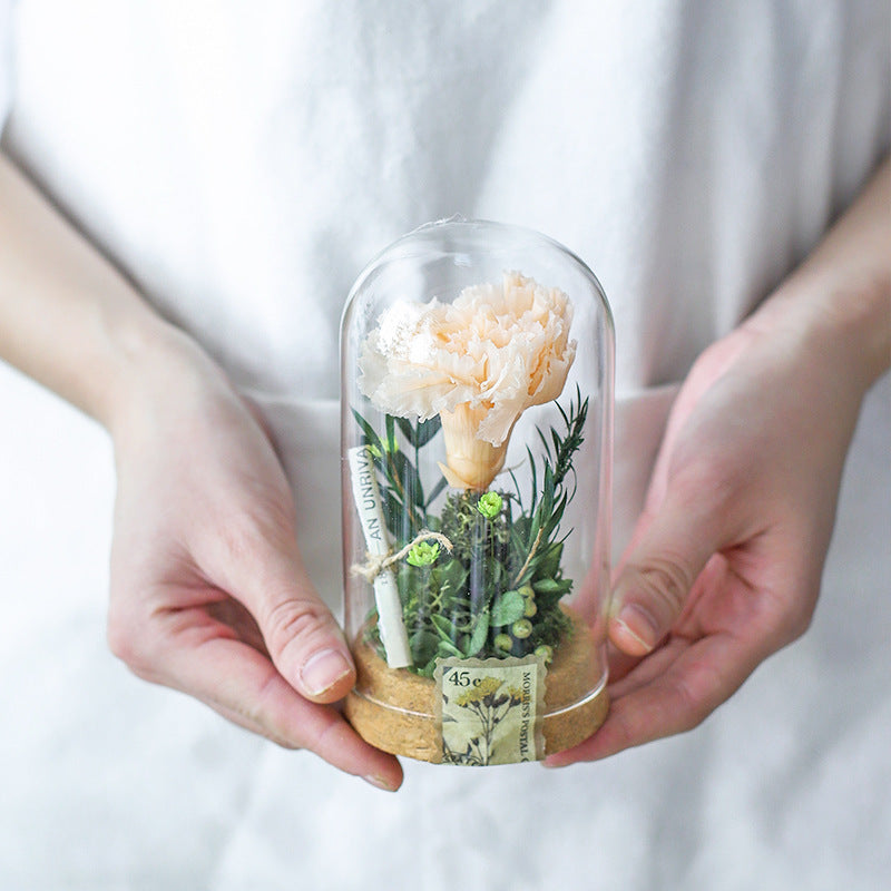 DIY Material Handmade Eternal Flower Glass Cover Mother's Day Gifts
