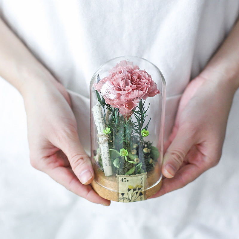 DIY Material Handmade Eternal Flower Glass Cover Mother's Day Gifts