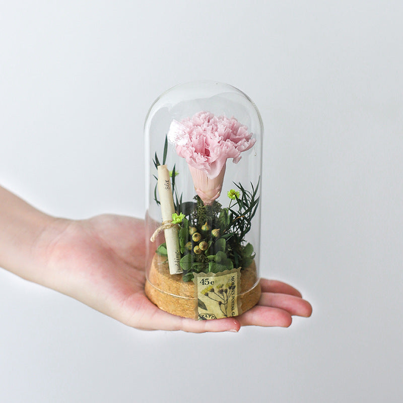 DIY Material Handmade Eternal Flower Glass Cover Mother's Day Gifts