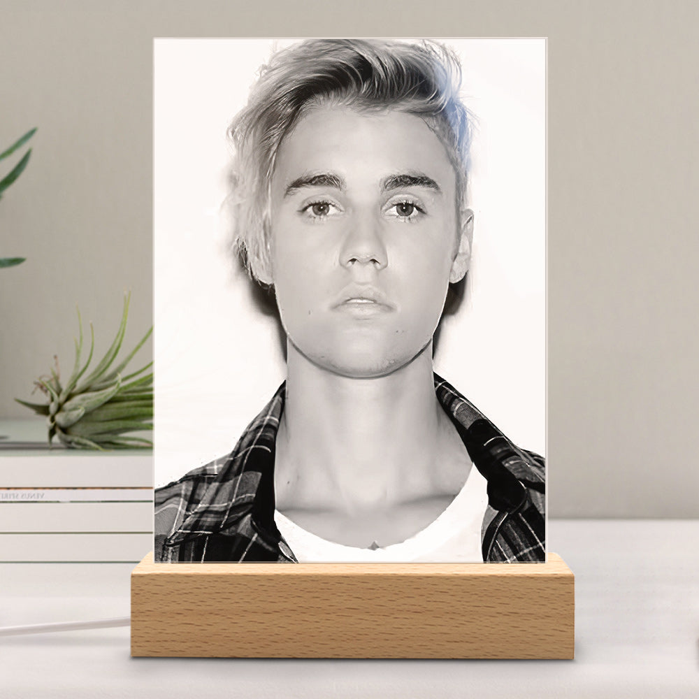 Justin Bieber Lamp Classic Celebrity Night Light Love Yourself with lyrics by Justin Bieber Lamp