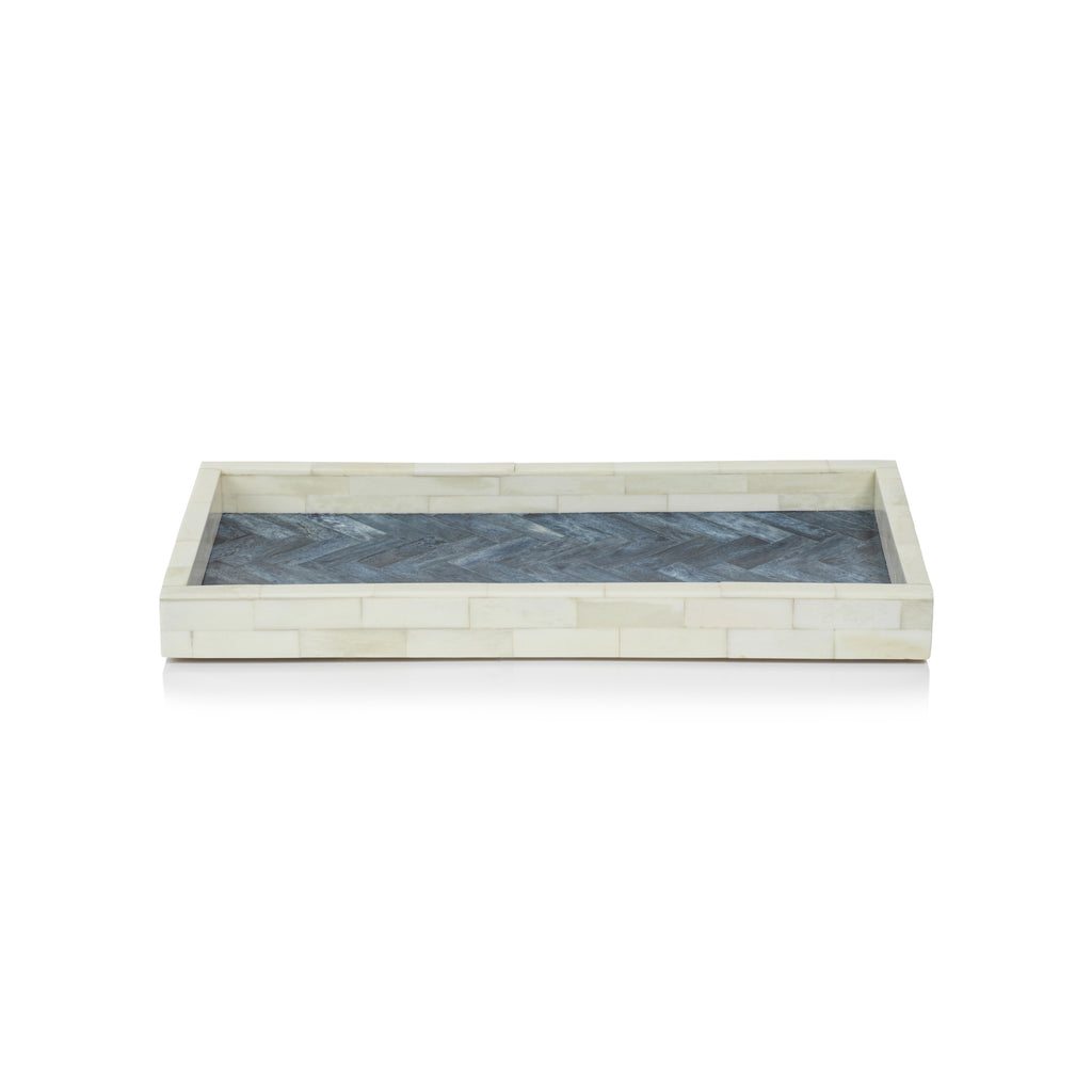 Maha White Bone w/Blue Inlay Tray