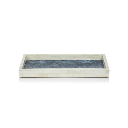 Maha White Bone w/Blue Inlay Tray