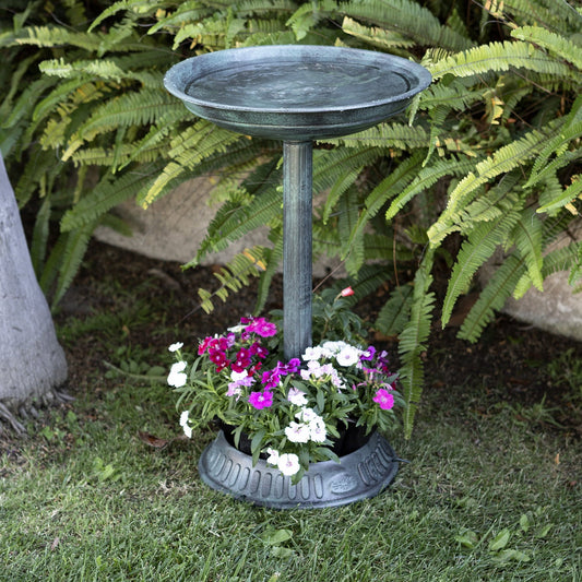 Plastic Bird Bath with Plant Adaptability Polypropylene, Green