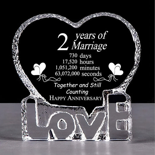 2nd Wedding Anniversary Gifts for Couple Husband Wife Crystal Custom Year Day Time Keepsake Frame