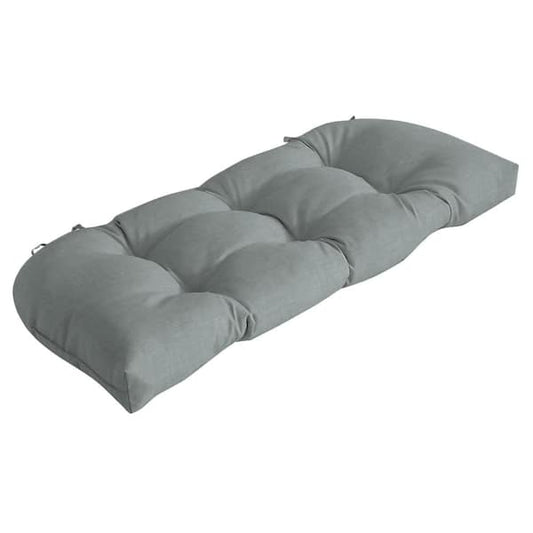Outdoor Bench Cushion Wicker Settee, Stone Grey Leala