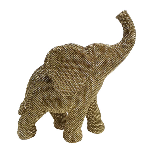 12" Beaded Elephant, Gold