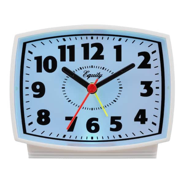 White Alarm Clock 3 in. Tall Electrical Analog with Backlight