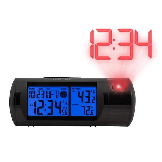 Alarm Clock Digital LCD Projection Atomic Setting, Black