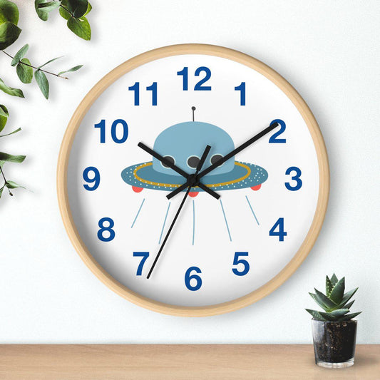 Boys Outer Space UFO Wall Clock, Boys Nursery Clock, Kids Clock, Boys Bedroom Decor, Nursery Wall Clock, Childrens Wall Clock, Boys Wall Decor