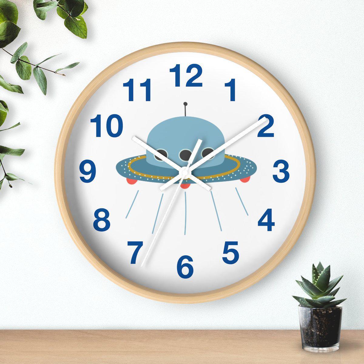 Boys Outer Space UFO Wall Clock, Boys Nursery Clock, Kids Clock, Boys Bedroom Decor, Nursery Wall Clock, Childrens Wall Clock, Boys Wall Decor
