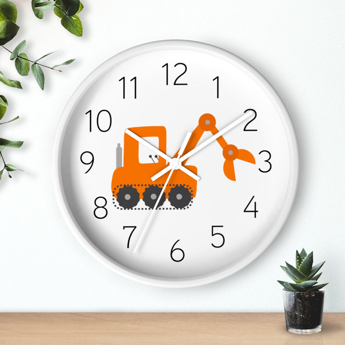 Boys Wall Clock Orange Truck, Silent No Ticking Nursery Wall Clock, Canada USA