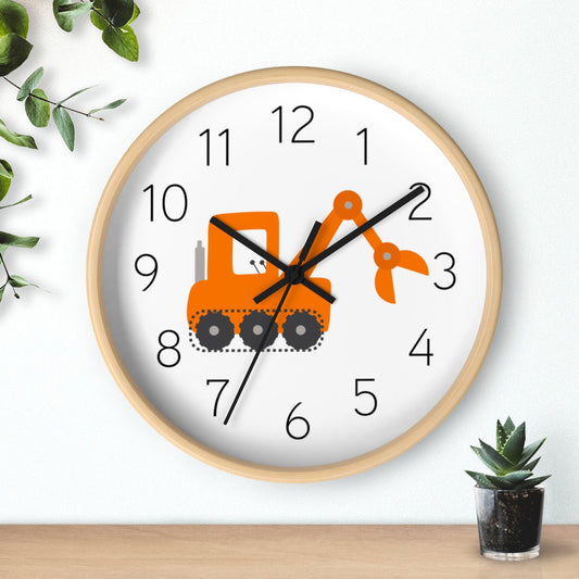 Boys Wall Clock Orange Truck, Silent No Ticking Nursery Wall Clock, Canada USA