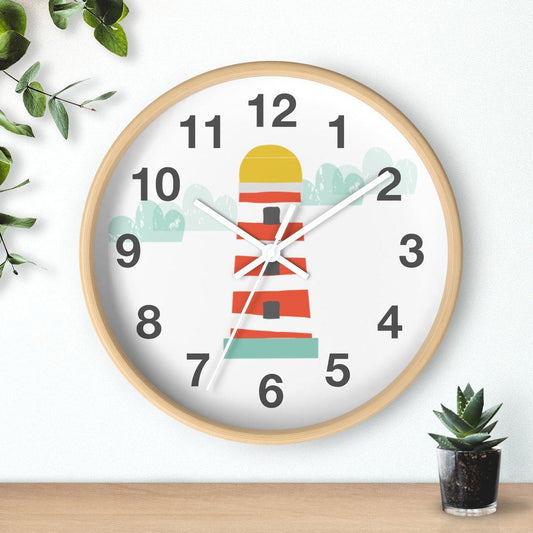 Boys Ocean Lighthouse Wall Clock, Boys Nursery Wall Clock, Boys Baby Shower Gift, Nautical Wall Clock, Boys Wall Decor, Kids Room Decor