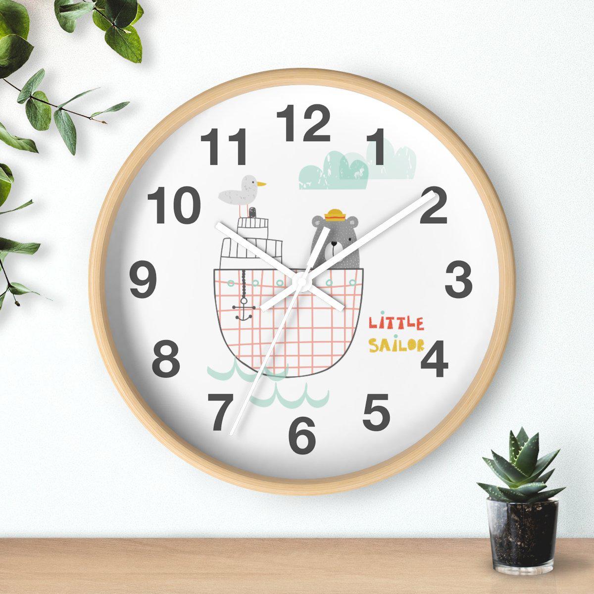 Boys Wall Clock Ocean Sailboat, Boys Nursery Wall Clock, Boys Wall Decor, Boys Bedroom Decor
