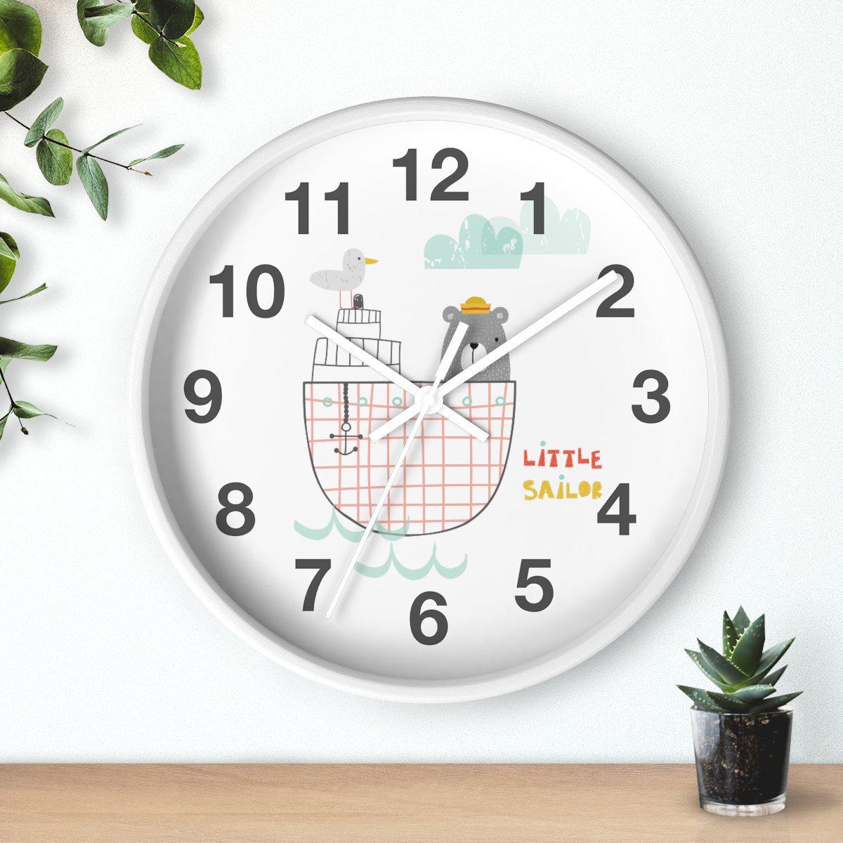 Boys Wall Clock Ocean Sailboat, Boys Nursery Wall Clock, Boys Wall Decor, Boys Bedroom Decor
