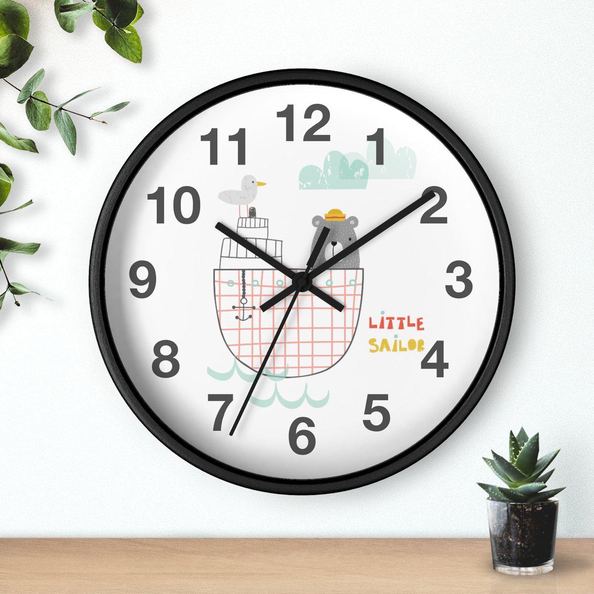 Boys Wall Clock Ocean Sailboat, Boys Nursery Wall Clock, Boys Wall Decor, Boys Bedroom Decor