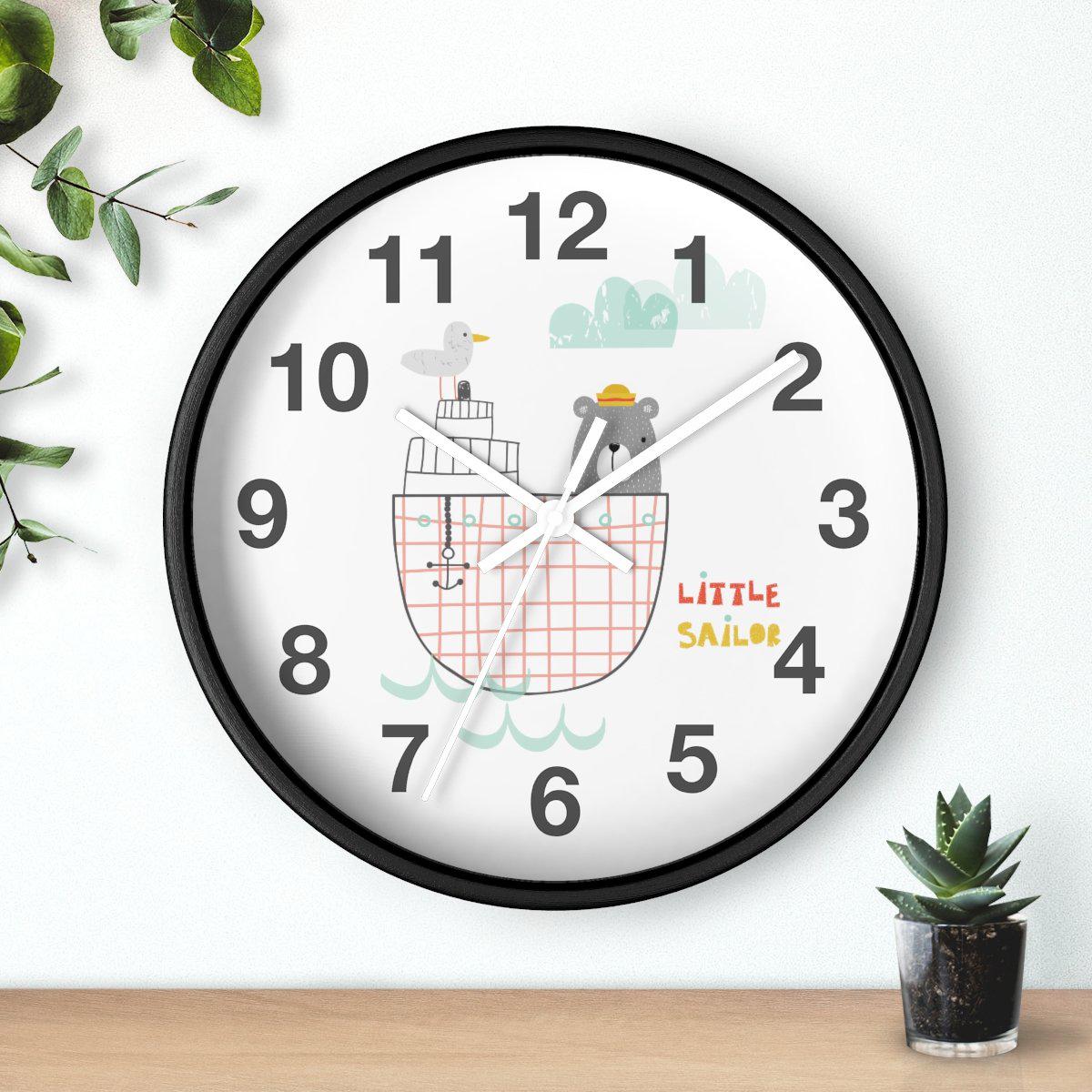 Boys Wall Clock Ocean Sailboat, Boys Nursery Wall Clock, Boys Wall Decor, Boys Bedroom Decor