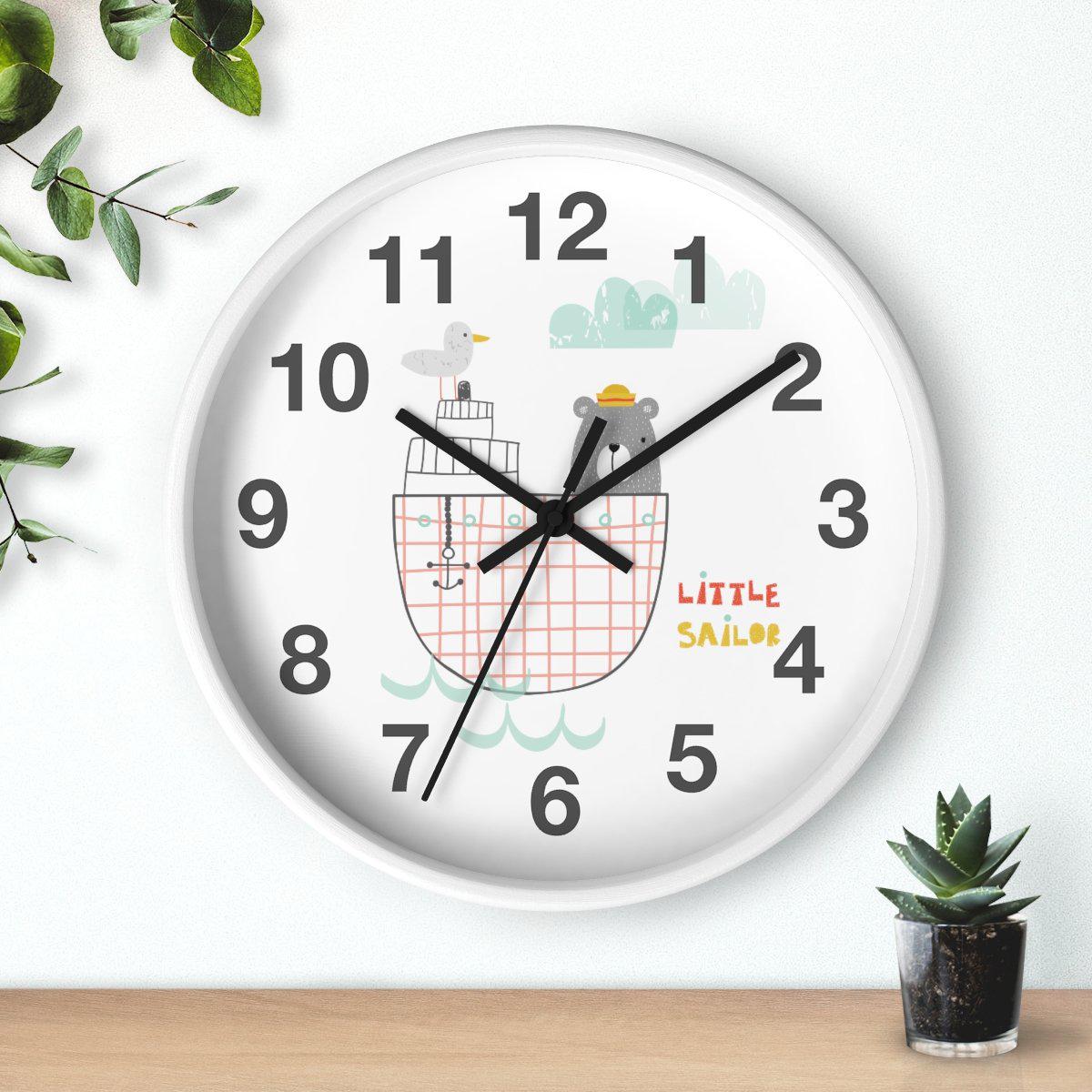 Boys Wall Clock Ocean Sailboat, Boys Nursery Wall Clock, Boys Wall Decor, Boys Bedroom Decor