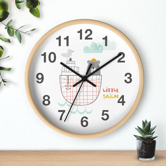 Boys Wall Clock Ocean Sailboat, Boys Nursery Wall Clock, Boys Wall Decor, Boys Bedroom Decor