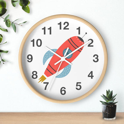 Boys Wall Clock Outer Space No Ticking, Boys Nursery Wall Clock, Nursery Large Wall Clock, Kids Wall Clock, Silent Nursery Wall Clock, Boys Wall Decor | Pippa + June
