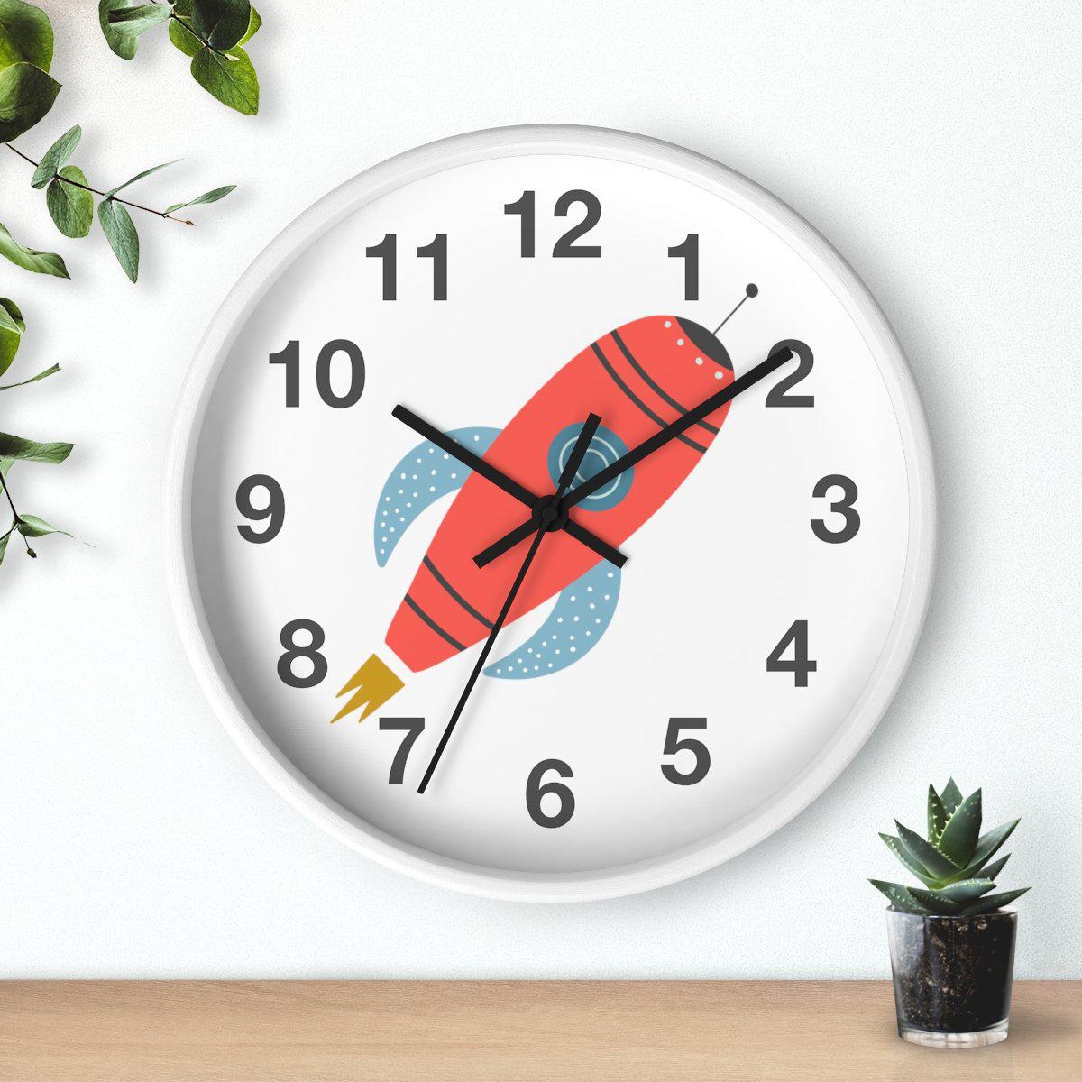 Boys Wall Clock Outer Space No Ticking, Boys Nursery Wall Clock, Nursery Large Wall Clock, Kids Wall Clock, Silent Nursery Wall Clock, Boys Wall Decor | Pippa + June