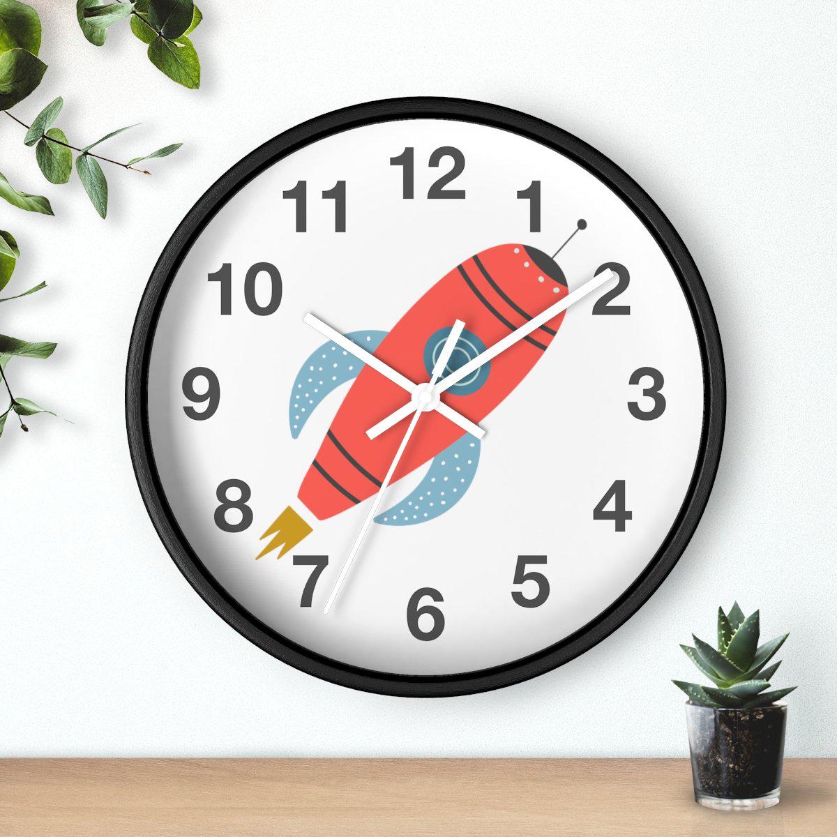 Boys Wall Clock Outer Space No Ticking, Boys Nursery Wall Clock, Nursery Large Wall Clock, Kids Wall Clock, Silent Nursery Wall Clock, Boys Wall Decor | Pippa + June