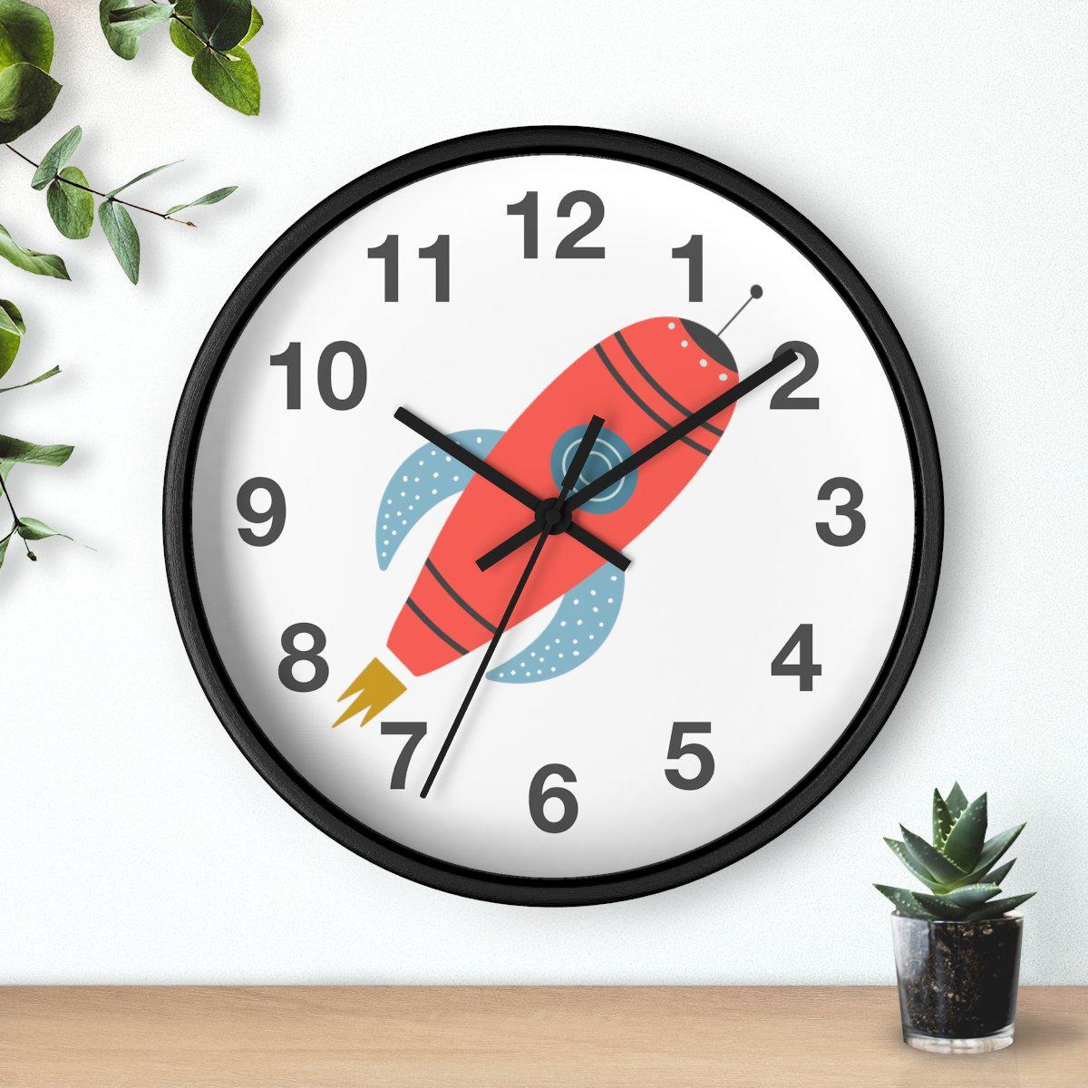 Boys Wall Clock Outer Space No Ticking, Boys Nursery Wall Clock, Nursery Large Wall Clock, Kids Wall Clock, Silent Nursery Wall Clock, Boys Wall Decor | Pippa + June